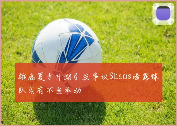 雄鹿夏季计划引发争议Shams透露球队或有不当举动